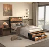Streamdale Furniture Streamdale Twin Bed Frame With Storage, Black Metal Platform