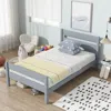 Streamdale Furniture Streamdale Twin Bed With Headboard And Footboard, Rubber Wood Bed, Grey