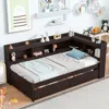 Streamdale Furniture Streamdale Twin Bed With L-shaped Bookcases,drawers,espresso-2