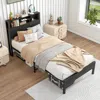 Streamdale Furniture Streamdale Twin Bed With Storage Headboard Charging Port, Bookcase
