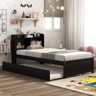 Streamdale Furniture Streamdale Twin Bed With Trundle, Bookcase