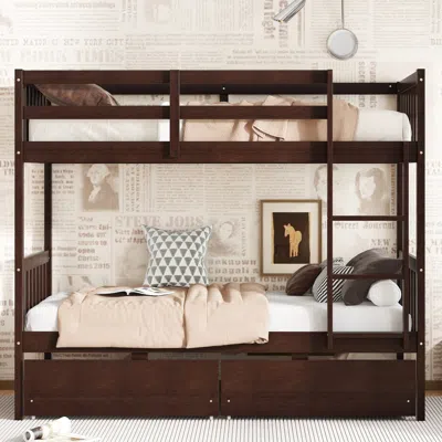 Streamdale Furniture Streamdale Twin Bunk Bed With Drawers And Safety Guardrails