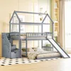 Streamdale Furniture Streamdale Twin Bunk Bed With Drawers, Slide, White