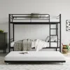 Streamdale Furniture Streamdale Twin Bunk Bed With Trundle, Metal, Noise Free, Black