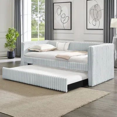 Streamdale Furniture Streamdale Twin Daybed Sofa Bed - Light Grey Corduroy