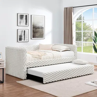 Streamdale Furniture Streamdale Twin Daybed Sofa Bed Pull-out, Plaid Corduroy Beige
