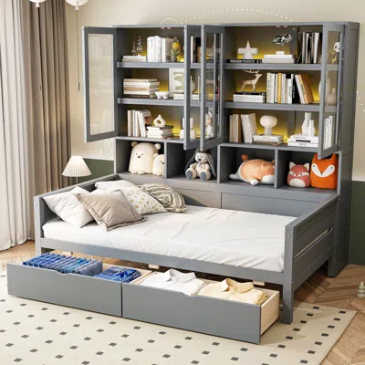 Streamdale Furniture Streamdale Twin Daybed W/ Storage, Led & Shelves