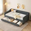 Streamdale Furniture Streamdale Twin Daybed With Drawers, Tufted Sofa Bed - Dark Grey In Gray