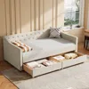 Streamdale Furniture Streamdale Twin Daybed With Drawers, Tufted Upholstered Sofa Bed - Beige In White