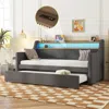 Streamdale Furniture Streamdale Twin Daybed With Trundle, Charging Station, & Led Lights