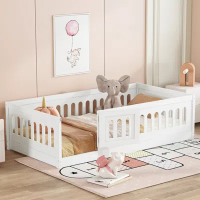 Streamdale Furniture Streamdale Twin Floor Bed Frame With Guardrails And Door