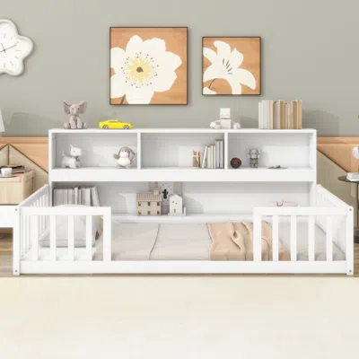 Streamdale Furniture Streamdale Twin Floor Bed With Bedside Bookcase