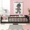 Streamdale Furniture Streamdale Twin Floor Bed With Fence, Espresso In Multi