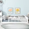 Streamdale Furniture Streamdale Twin Floor Bed With Fence, Rubber Wood, White
