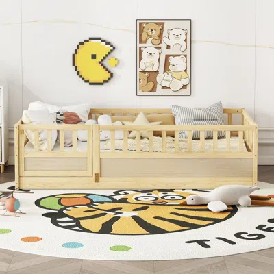 Streamdale Furniture Streamdale Twin Floor Bed With Safety Rail & Door