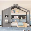 Streamdale Furniture Streamdale Twin Floor House Bed Toddler, Montessori Bed With Shelf, Playhouse Bed, Gray In Gray