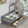 Streamdale Furniture Streamdale Twin House Bed Frame With Storage & Guardrails