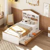 Streamdale Furniture Streamdale Twin House Bed With Headboard Shelf And Storage Drawers