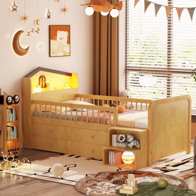 Streamdale Furniture Streamdale Twin House Loft Bed With Led Lights And Storage