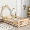 Streamdale Furniture Streamdale Twin House Shaped Headboard Floor Bed With Fence