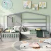Streamdale Furniture Streamdale Twin L-frame Wood Bed With Fence, Gray