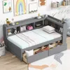 Streamdale Furniture Streamdale Twin L-shaped Bookcase Bed W/ Outlets & Drawers - Grey