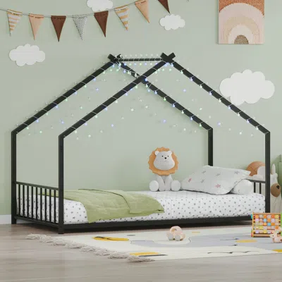 Streamdale Furniture Streamdale Twin Led Light Roof Bed Frame - Black