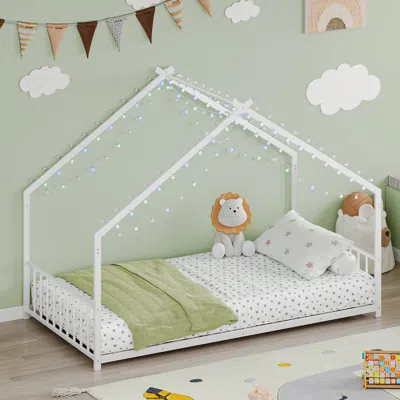 Streamdale Furniture Streamdale Twin Led Light Roof Bed Frame - White