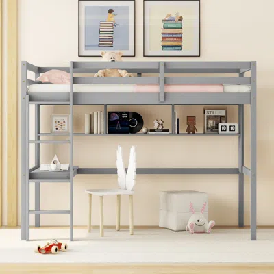 Streamdale Furniture Streamdale Twin Loft Bed With Built-in Desk And Bookcase Of Three Compartments