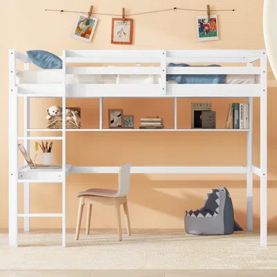 Streamdale Furniture Streamdale Twin Loft Bed With Built-in Desk And Bookcase Of Three Compartments