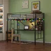 Streamdale Furniture Streamdale Twin Loft Bed With Desk, Power Outlet, Led Lights