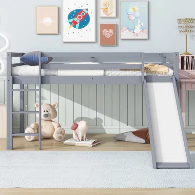 Streamdale Furniture Streamdale Twin Loft Bed With Slide, Safety Guardrails