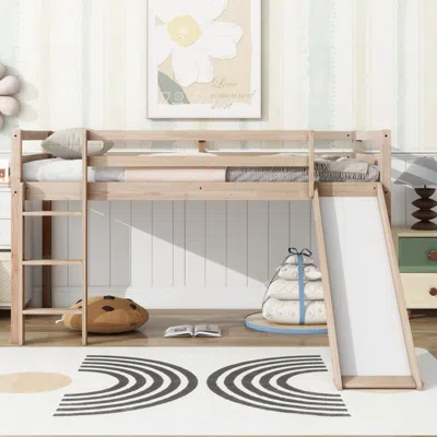 Streamdale Furniture Streamdale Twin Loft Bed With Slide, Safety Guardrails
