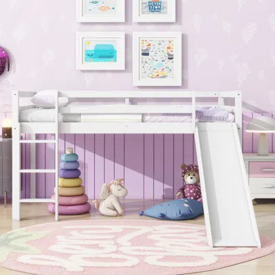 Streamdale Furniture Streamdale Twin Loft Bed With Slide, Safety Guardrails