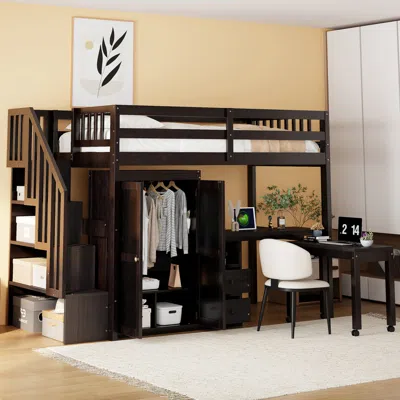 Streamdale Furniture Streamdale Twin Loft Bed With Stairs & Storage
