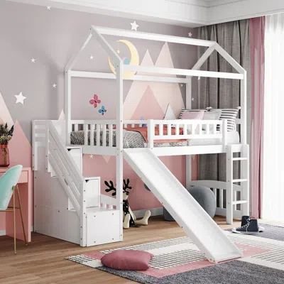 Streamdale Furniture Streamdale Twin Loft Bed With Two Drawers And Slide