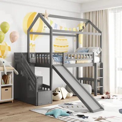 Streamdale Furniture Streamdale Twin Loft Bed With Two Drawers And Slide