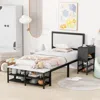 Streamdale Furniture Streamdale Twin Metal Bed Frame With Shelving