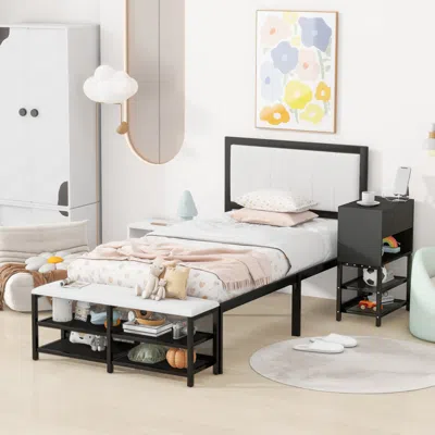 Streamdale Furniture Streamdale Twin Metal Bed Frame With Shelving