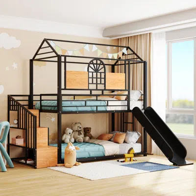 Streamdale Furniture Streamdale Twin Metal Bunk Bed With Slide And Storage