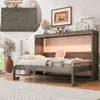 Streamdale Furniture Streamdale Twin Murphy Bed With Led Light - Brown In Brown