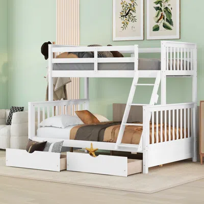 Streamdale Furniture Streamdale Twin-over-full Bunk Bed With Ladders And Two Storage Drawers
