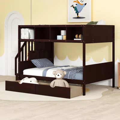 Streamdale Furniture Streamdale Twin Over Full Bunk Bed With Shelfs