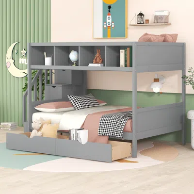 Streamdale Furniture Streamdale Twin Over Full Bunk Bed With Shelfs