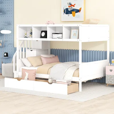 Streamdale Furniture Streamdale Twin Over Full Bunk Bed With Shelfs