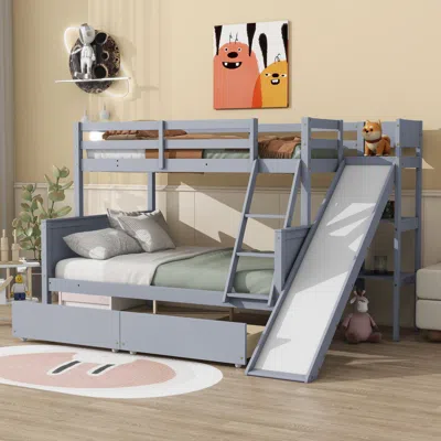 Streamdale Furniture Streamdale Twin-over-full Bunk Bed With Slide & Storage