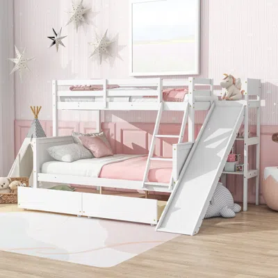 Streamdale Furniture Streamdale Twin-over-full Bunk Bed With Slide & Storage