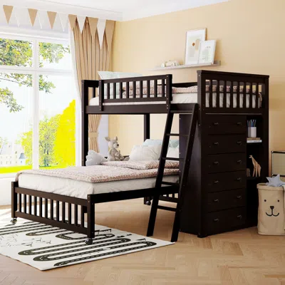 Streamdale Furniture Streamdale Twin Over Full Bunk Bed With Storage In Espresso