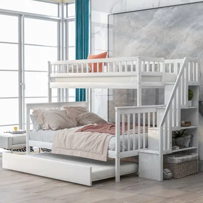 Streamdale Furniture Streamdale Twin Over Full Bunk Bed With Trundle And Staircase