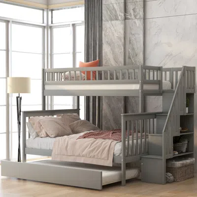 Streamdale Furniture Streamdale Twin Over Full Bunk Bed With Trundle And Staircase